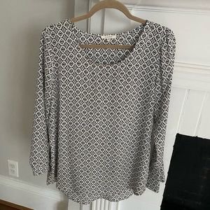 Pleoine Black and White Print Blouse Size M